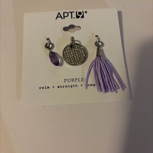 Apt 9 Charms Purple & Silver Jewelry 3 Pcs Set NWT